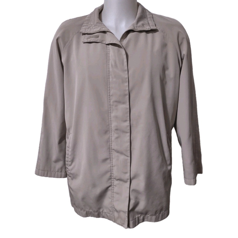 Gallery Jacket Large‎ Women Tan Windbreaker Normcore Gorpcore Retro Beige Lined